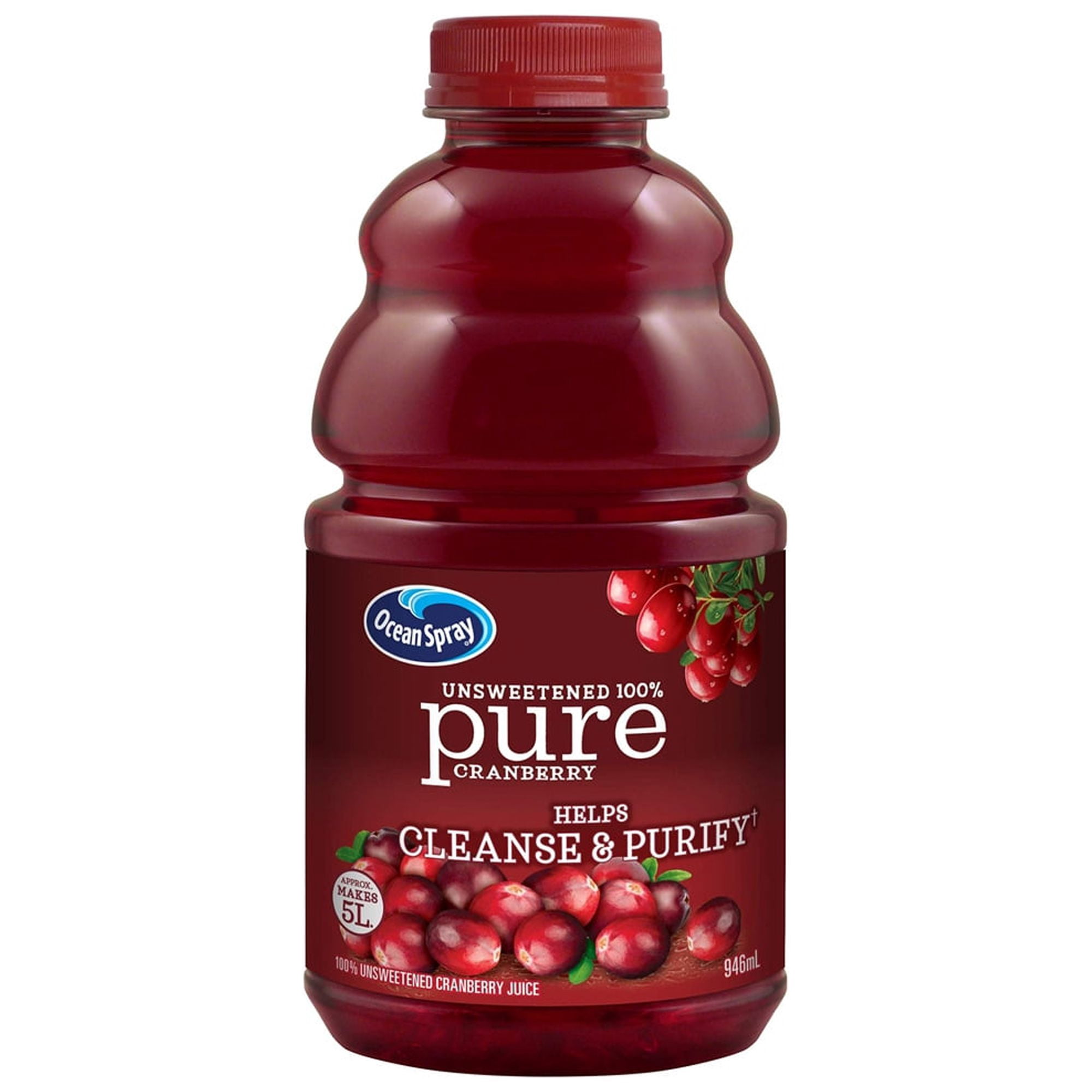 Ocean Spray 100% Pure Cranberry Juice 32 fl oz Bottle (Pack of 24)