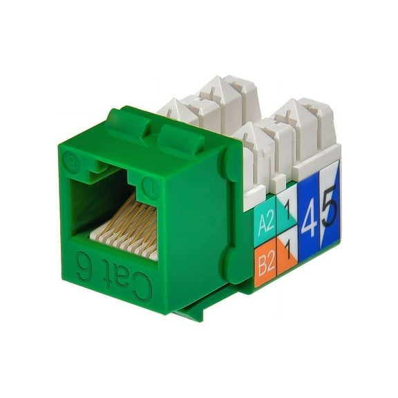 Monoprice Cat6 Punch Down Keystone Jack - Green, High Speed, Cat6 Grade, Easy To Use, To Be Used With Keystone Wall Plate Or Panel