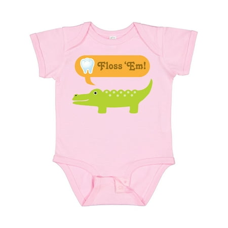 

Inktastic Funny Alligator Floss Em Tooth Gift Baby Boy or Baby Girl Bodysuit
