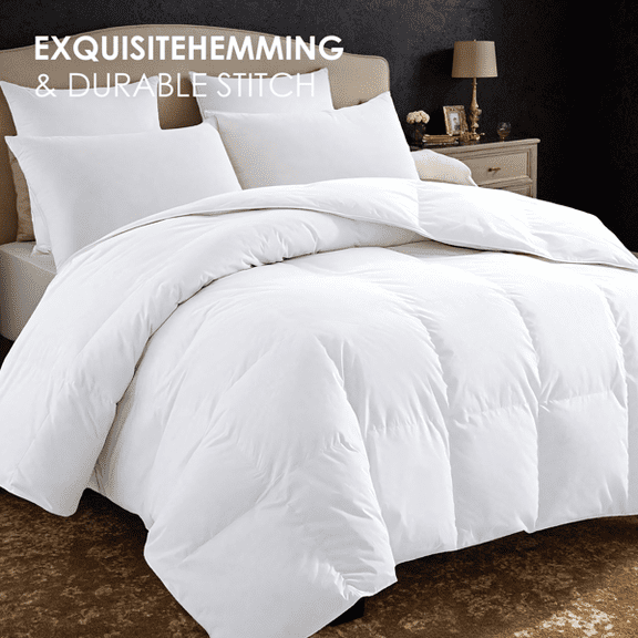 100% Polyester Brushed Quilt with Microfiber Filling, All-Season Breathable Warm Down Alternative Comforter, White Plaid Pattern