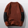 thumbnail image 4 of COSFO Long Sleeve Mens Sweaters for Cold Weather Colorblock Crew Neck Ribbed Knit Brown Sweaters Drop Shoulder Mens Pullover Sweater, 4 of 6