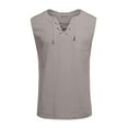 YDKZYMD Mens Compression Tank Top Sleeveless Lace Up Hippie Henley V