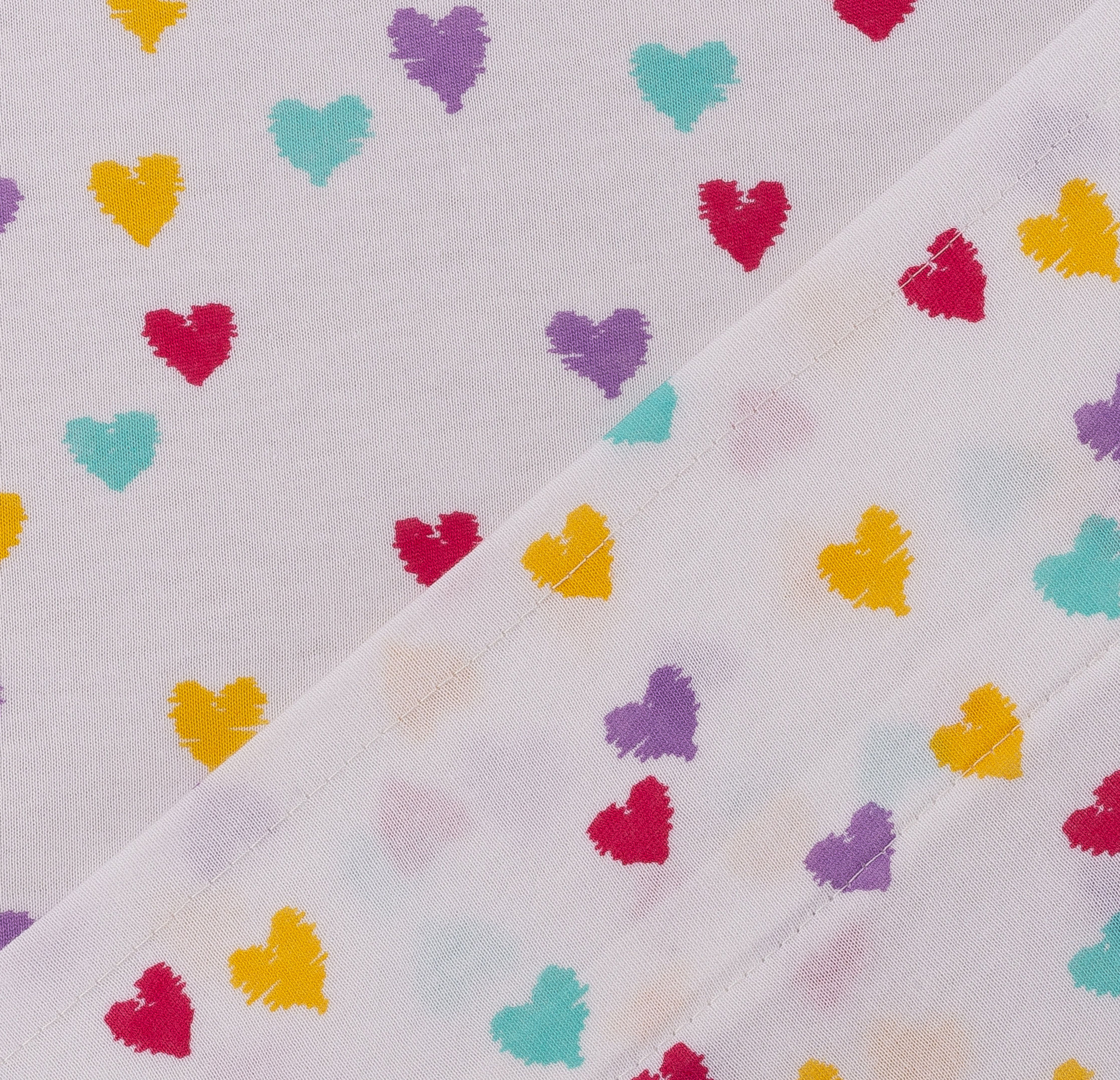 Your Zone Teens Jersey Hearts Sheet Set, Queen, Multicolor, 4 Pcs