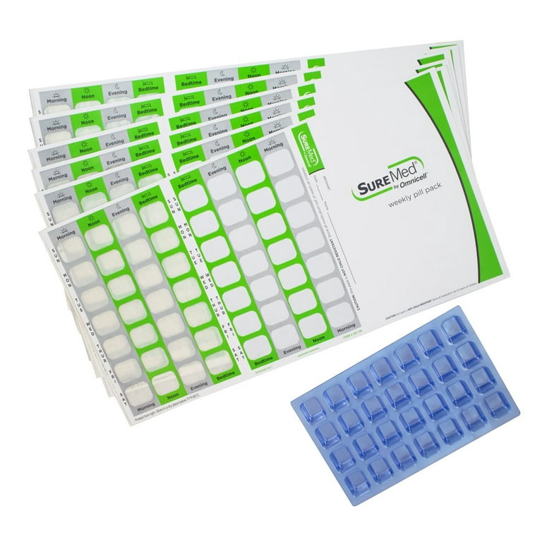 4 Times a Day Weekly XL Cold Seal Pharmacy Blister 6 Pack Cards