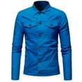 thumbnail image 2 of MRULIC shirts for men Color Tops Denim Autumn Coat Men's Blouse Button Winter Vintage Solid Jacket Men's blouseMen's Dress Shirts Blue + L, 2 of 7