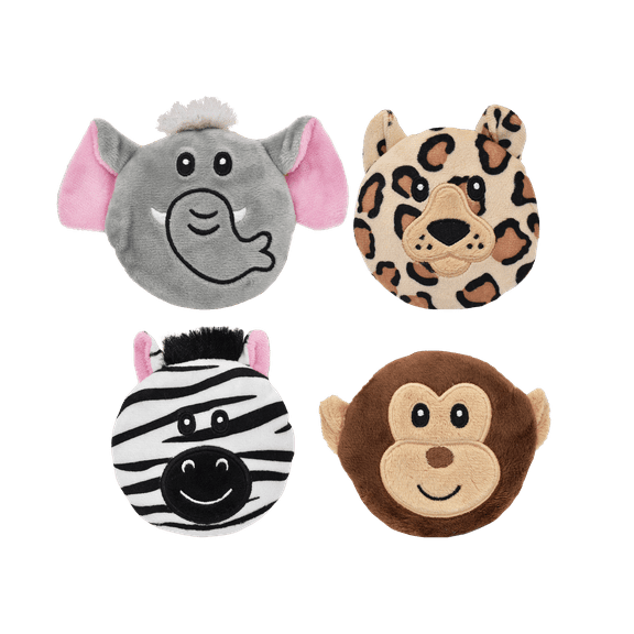 Multipet Mini Safari Plush Subwoofer Dog Toy, 3.5", Assorted Animals