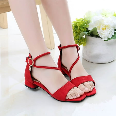 TMOYZQ Girls Sandals Low Heels Formal Shoes Open Toe Pump Sandals Glitter Party Wedding Shoes