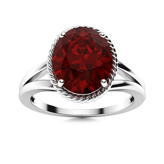 2.5 Ctw Oval Garnet 925 Sterling Silver Solitaire Twisted Rope Women Valentine's Day Gift Ring