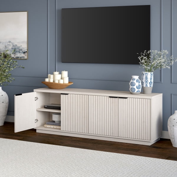 Mansfield Rectangular TV Stand for TV's up to 78" in Alder White