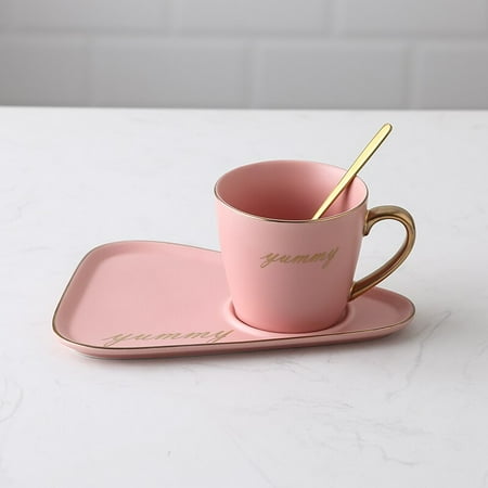 

European Luxurious Ceramic Office Coffee Cup and Saucer Set Milk Tea Mug Birthday Couple Gift Friends Spoon Gift Box