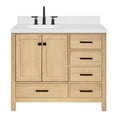 thumbnail image 2 of Ariel Cambridge 42 Inch Single Oval Sink Bathroom Vanity With Carrara White Quartz Countertop 1.5 Inch Edge In Oak, 2 of 10