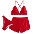 thumbnail image 2 of Sakmal Bikini Btahing Suits Women 3 Piece Tummy Control Back Smoothing Swimwear Solid Red Vacation Swimsuits for Women XL, 2 of 8