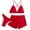 Red, variant on LOPECY-Sta Modest Swimwear for Women Bikini Swimsuit Three-Piece Swimsuit Scalloped V Neck Low Waisted Bathing Suit Beach Shorts