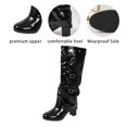 thumbnail image 3 of SACFOF Knee High Boots Women Fall Slouchy Fold Over Tall Boots Round Toe Chunky Heel Pleated Fold Over Knee High Boot, 3 of 6