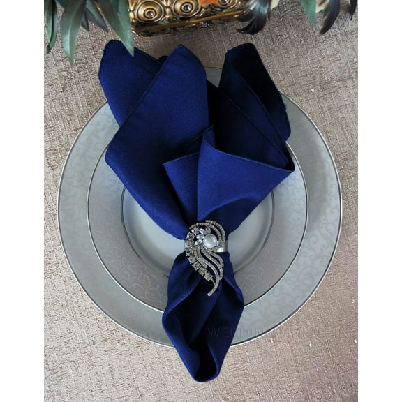 Wedding Linens Inc. (10 pcs) 17" x 17" Polyester Linen Napkins - Navy Blue