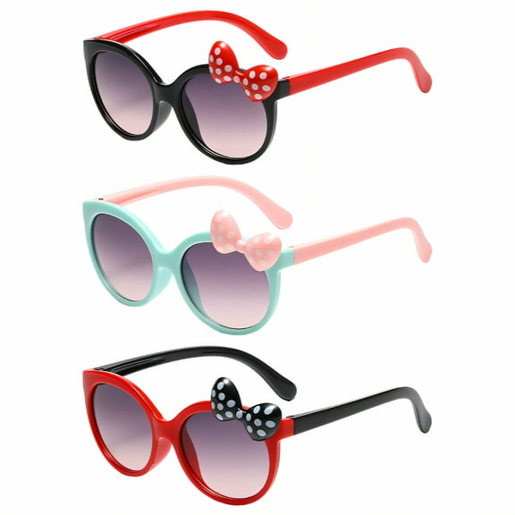 GJX 3Pcs Baby Sunglasses,Lightweight and Non-Pressing on the Nose Toddler Sunglasses Age 2-4,Cartoon Cute Style Infant Sunglasses,Style1