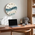 thumbnail image 5 of Wall Clock 12 Inch Teal Beige Wave Striped Round Silent Decorative Wall Clocks Battery Operated for Living Room Bedroom Kitchen Classroom Decor, Watercolor Lines,Large, 5 of 6