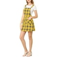 thumbnail image 6 of INSPIRE CHIC Women's Adjustable Strap Plaid Suspender Overall Dress M Yellow, 6 of 9