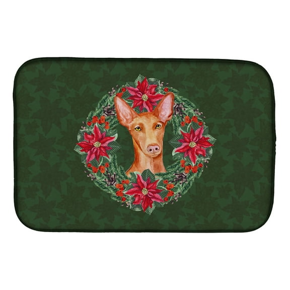 Pharaoh Hound Poinsetta Wreath Dish Drying Mat