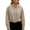 Brown, variant on Women Cropped Gingham Bomber Jacket Plaid Oversized Zip Up Stand Collar with Batwing Sleeves Casual Coat Spring Fall Coat, Navy, S