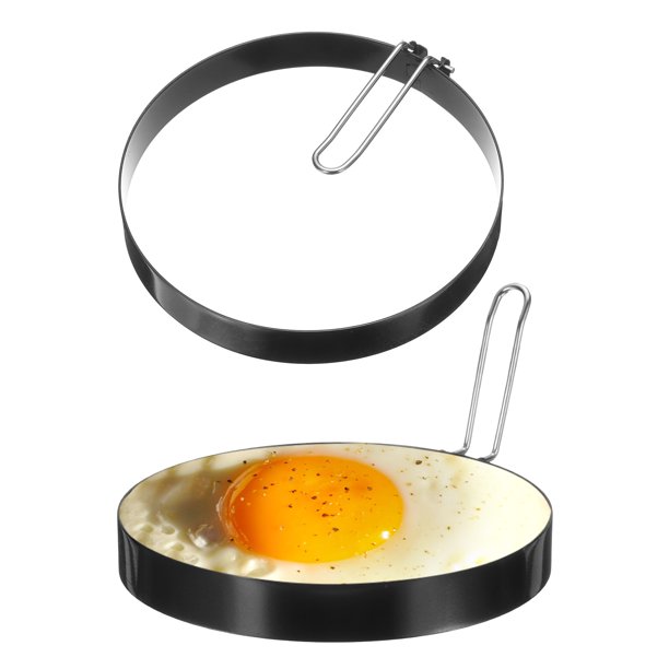 Uxcell 2Pcs Anillos para Huevo 6" Acero Inoxidable Antiadherente para Cocinar Pancakes, Freír Huevos, Sándwiches, Tortillas para el Desayuno