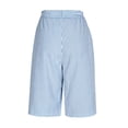 thumbnail image 3 of Yourumao Womens Linen Shorts Striped Elastic Waist Bermuda Shorts Breathable Comfy Wide Leg Pants for Beach Leisurewear with Pocket, 3 of 9