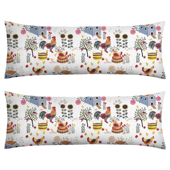 Long Body Pillow Cover - Soft & Breathable, Hidden Zipper, 20"x54", Cute Farm Eggs & Chickens Print - Perfect Gift for Farmhouse Lovers, Side Sleepers, Rustic Home Decor