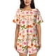 thumbnail image 1 of Fotbe Cherries And Bows Conjunto de Pijama Estampado para Mujer, 2 Piezas, Ropa de Dormir con Camiseta de Manga Corta y Shorts Suaves-Small, 1 of 6