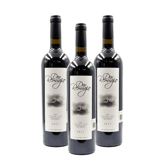Pack de 3 Vino Tinto Don Remigio Sm Cuatro Uvas Cabernet, Merlot, Malbec, Tempranillo 750Ml