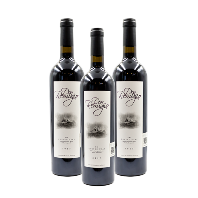Pack de 3 Vino Tinto Don Remigio Sm Cuatro Uvas Cabernet, Merlot, Malbec, Tempranillo 750Ml