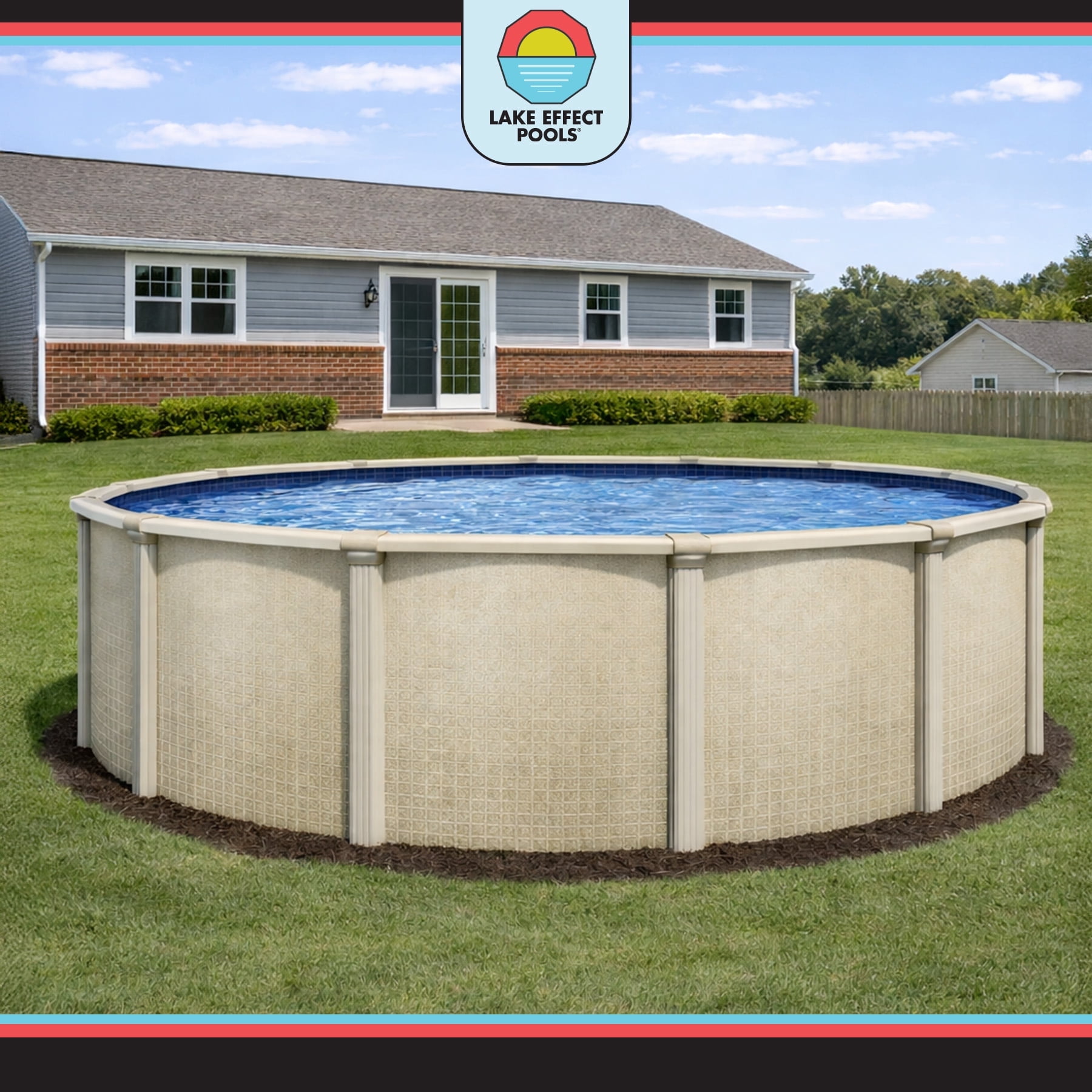 Lake Effect Pools Impressions 18' Round x 48" Wall Above-Ground Swimming Pools, Full Start-up Kit