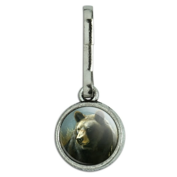 Black Bear Big Game Hunting Antiqued Charm Clothes Purse Suitcase Backpack Zipper Pull Aid