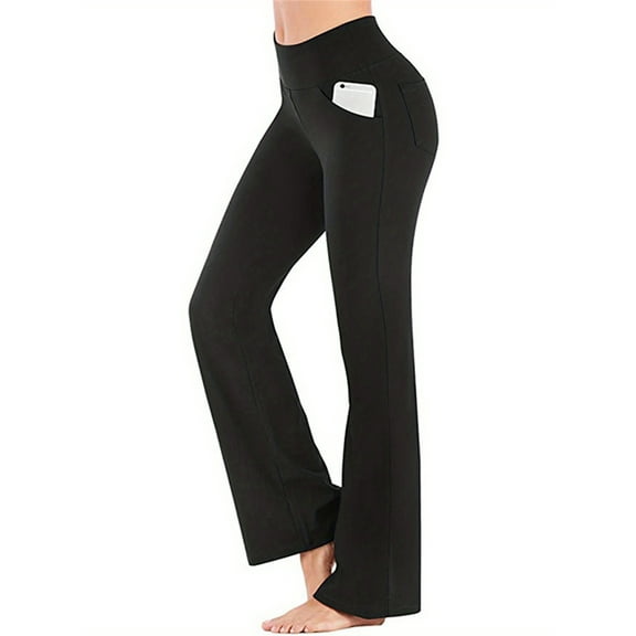 Women's Solid Color Slightly Open Front Yoga Pants, Wide Leg Stretch High Waist Casual Pants, Fashionable Sports Stretch Pants
