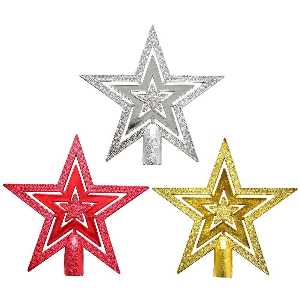 3pcs Bright Christmas Tree Topper Stars Delicate Xmas Tree Star