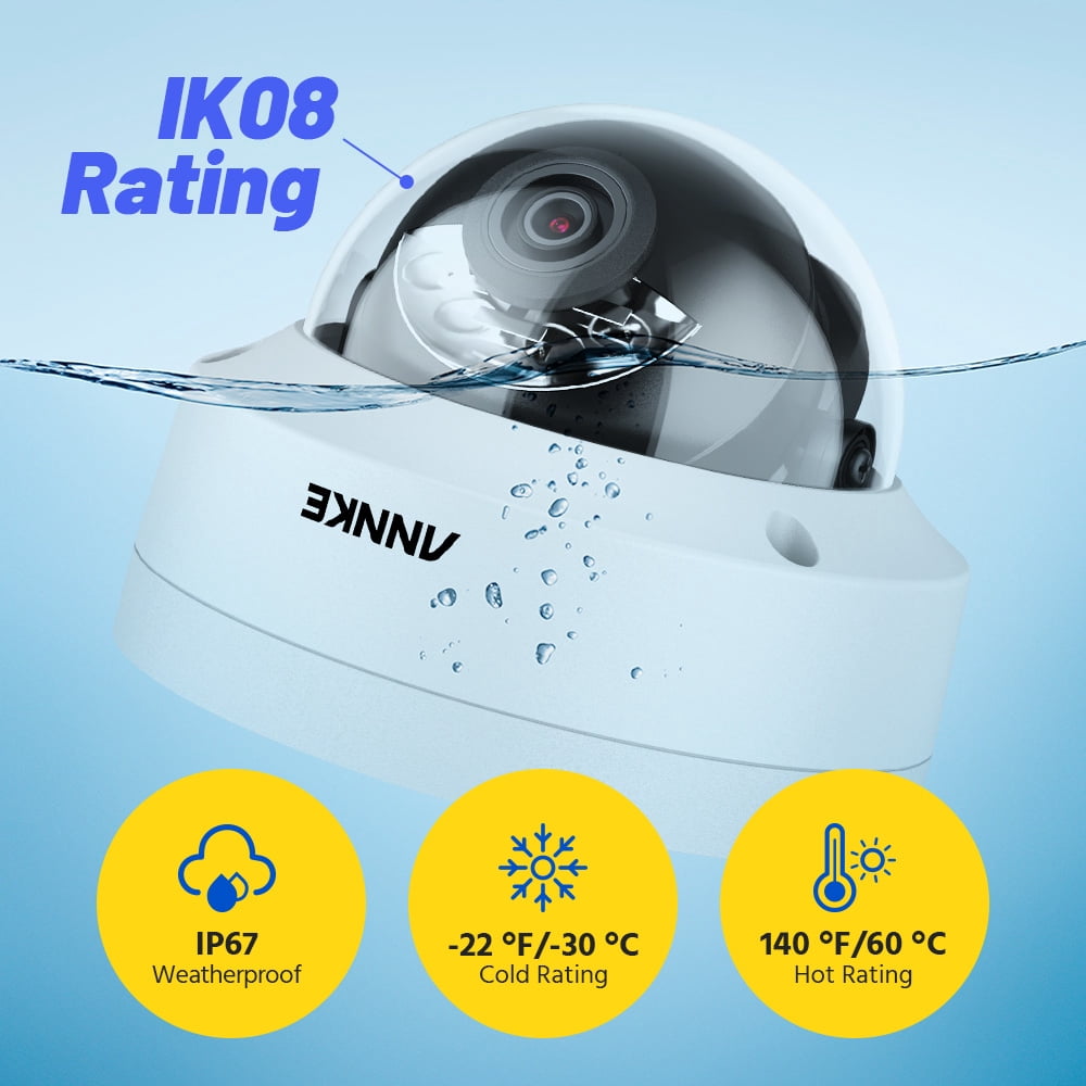 ANNKE 4PCS 4K IK10 Vandal-Resistant PoE Camera, Dual Lights Night Vision, Built-in Microphone & SD Card Slot, Turret Surveillance Wired Cameras for Home Security, Color Night Vision, 4mm Lens