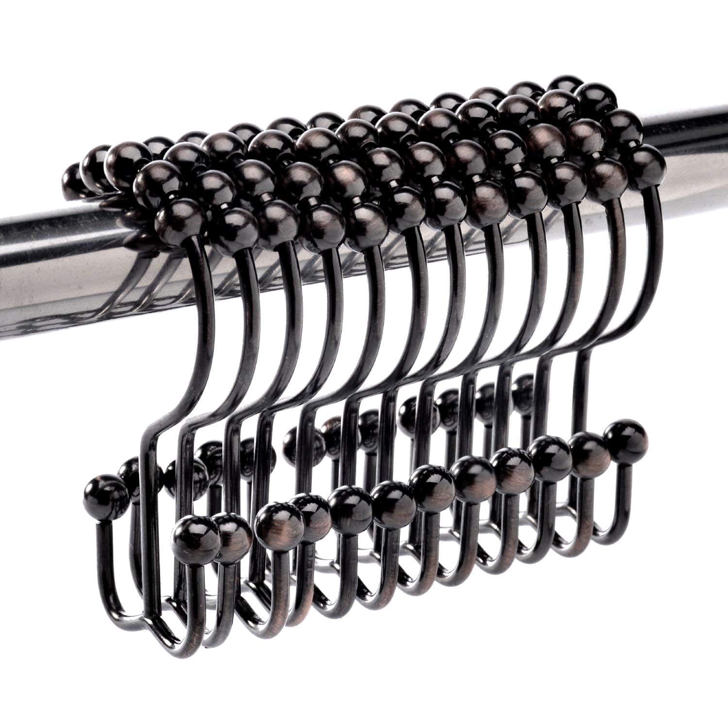 Shower Curtain Hooks, Stainless Steel, Set of 12, Black