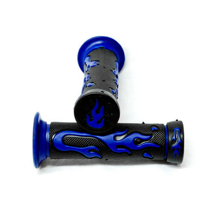 Krator Blue Flame Motorcycle Rubber Hand Grips 7/8