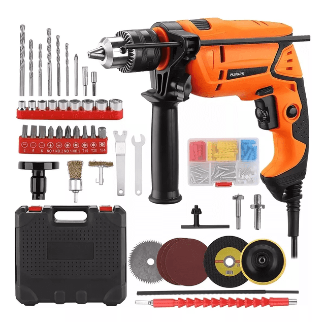 Kit Taladro Rotomartillo 1/2'' + destornillador+ pulidora 860w, NARANJA