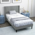 thumbnail image 4 of Costway Twin Bed Frame Modern Platform Bed with Linen Upholstered Wingback Headboard, 4 of 10