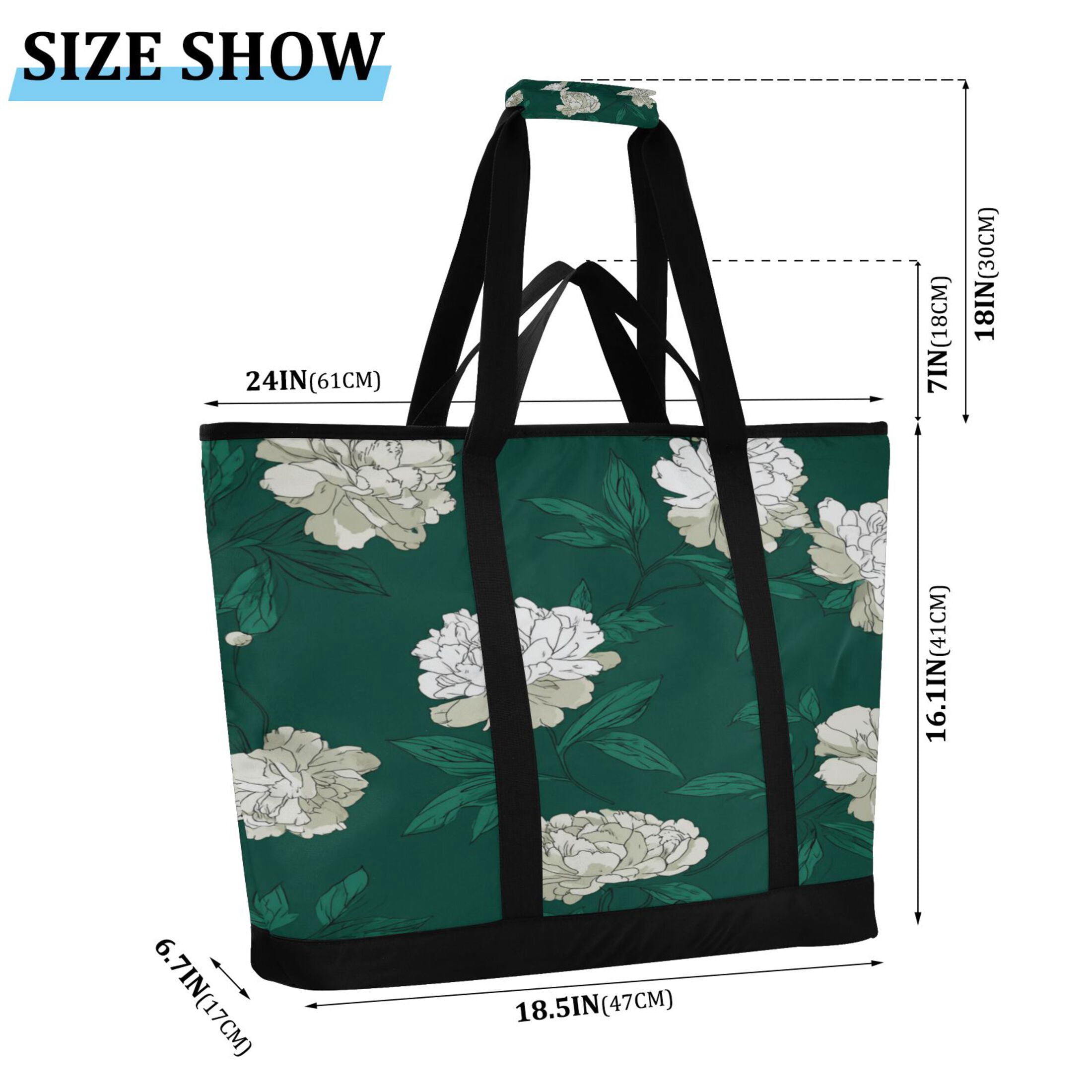 Extra-Large Wide Opening Design Capacity Hand-Held Ice Pack Thickened Insulation Layer For Long-Lasting Cold Retention For Outdoor Shopping Picnics And Camping Lush Gardenias