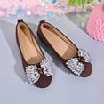 thumbnail image 6 of Women's Round Toe Flat Slip On Shoes, Sparkly Rhinestone Bow Decor Faux Suede Ballet Flats, Elegant Dress Shoes for Wedding Party, 6 of 9
