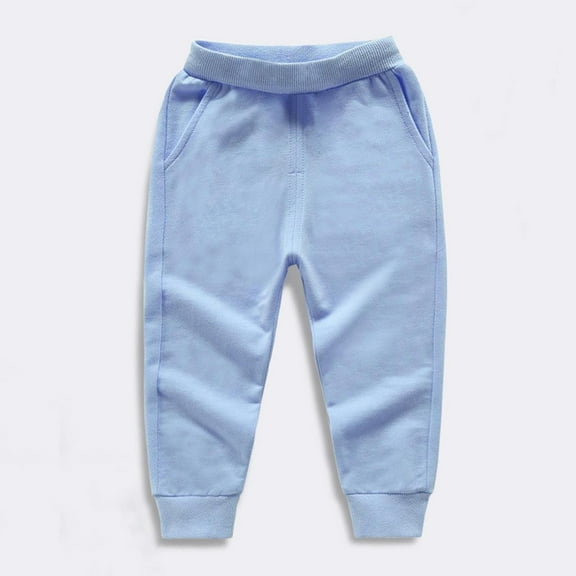 Viluyesy Boys Girls Sweatpants 8 T, with Pockets Elastic Waist Active Fit Solid Casual Fleece Joggers Light Blue(1-13T)