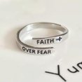 thumbnail image 4 of HOOUN 925 Silver plated Shinny Faith over Fear Cross Wing Heart Feather Ring Gift-Faith, 4 of 5