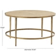thumbnail image 3 of DecMode 31" x 18" Beige Marble Round Coffee Table with Hammered Gold Metal Legs, 1-Piece, 3 of 13