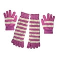 thumbnail image 1 of Peach Couture Winter Cozy Striped Fuzzy Toe Socks and Gloves Pack, 1 of 1