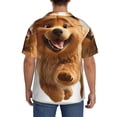 thumbnail image 3 of Vsdgher Happy Fluffy Running Dog Men's Cuban Shirt, Hawaiian Shirts, Business Casual Button Down Shirts, Short Sleeve Shirt-X-Large, 3 of 5