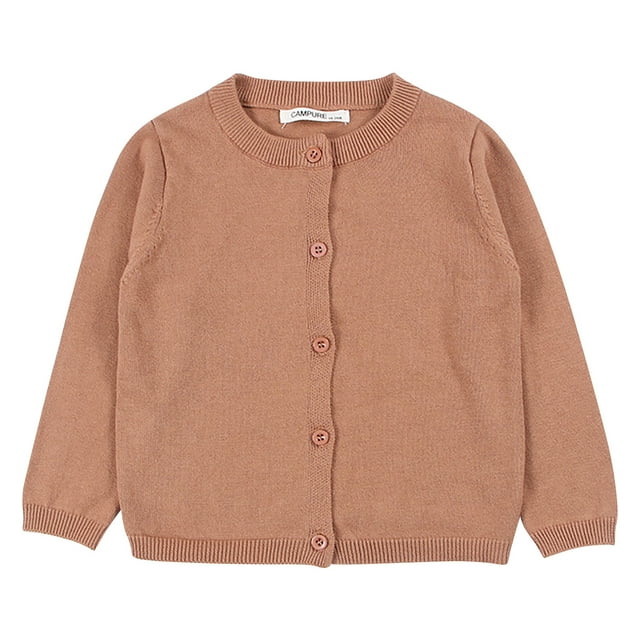 Toddler Candy Color Cardigan , Solid Color Winter Sweater For Boys/Girls ,0,3 Years, Super Soft, Coffee 3 Years