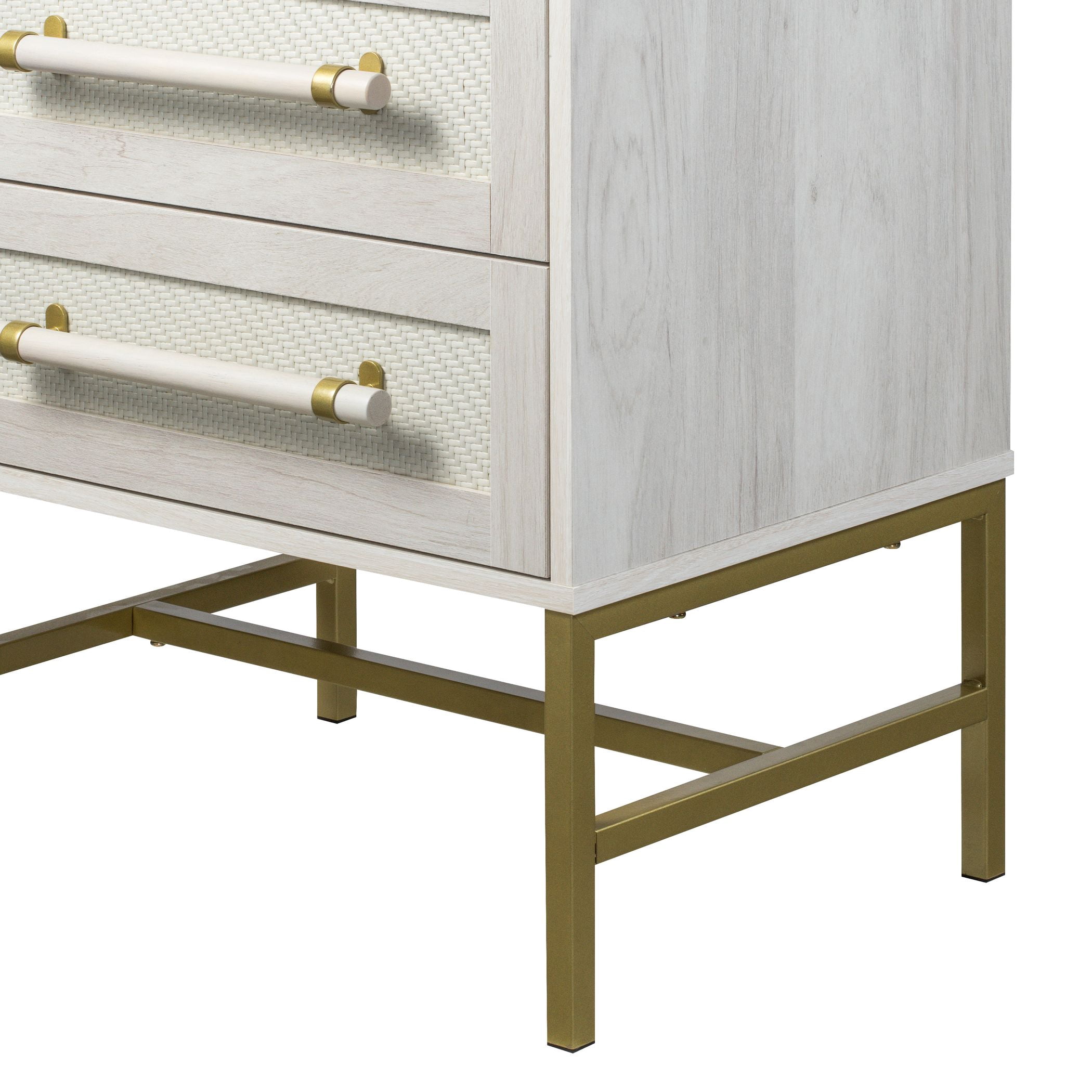 Hopper Studio Sophia 2-Drawer Nightstand in Sand Finish with Rattan Drawers for Bedrooms