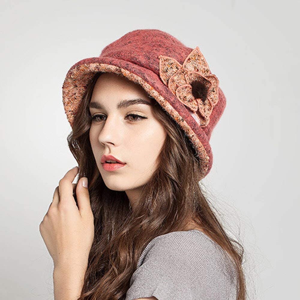 Womens Wool Floral Hats Slouchy Winter 