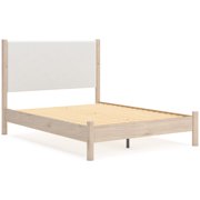 Signature Design by Ashley Cadmori Queen Upholstered Panel Bed with Two-Tone Finish and Rails